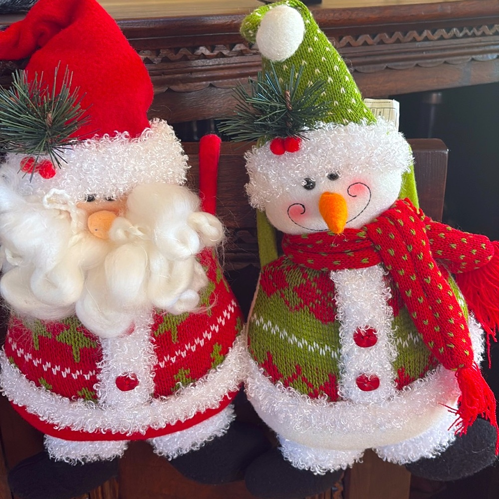 Santa and snowman door hangers